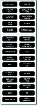 Blue Sea Systems DC Paneller için 30’lu temel etiket seti. 