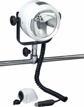 Projektör. Beyaz ABS gövdeli, alüminyum ve paslanmaz çelik ayaklı, Ø 22/25 mm vardavelaya montaj.
