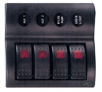 4’lü Switch Panel - B.S Otomatik Sigortalı ve Işıklı Ölçüler: 90 mm x 130 mm