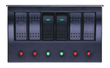 6’lı Switch Panel - C.S Otomatik Sigortalı ve Işıklı En: 100 mm Boy: 180 mm