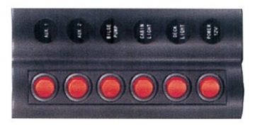 6’lı Switch Panel - A.S Otomatik Sigortalı ve Işıklı Ölçüler: 90 mm x 180 mm