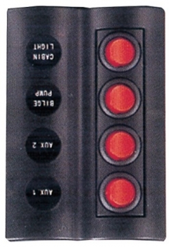 4’lü Switch Panel - A.S Otomatik Sigortalı ve Işıklı Ölçüler: 90 mm x 130 mm