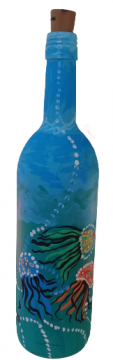 Dekoratif El boyama şişe lamba Model : aurelia